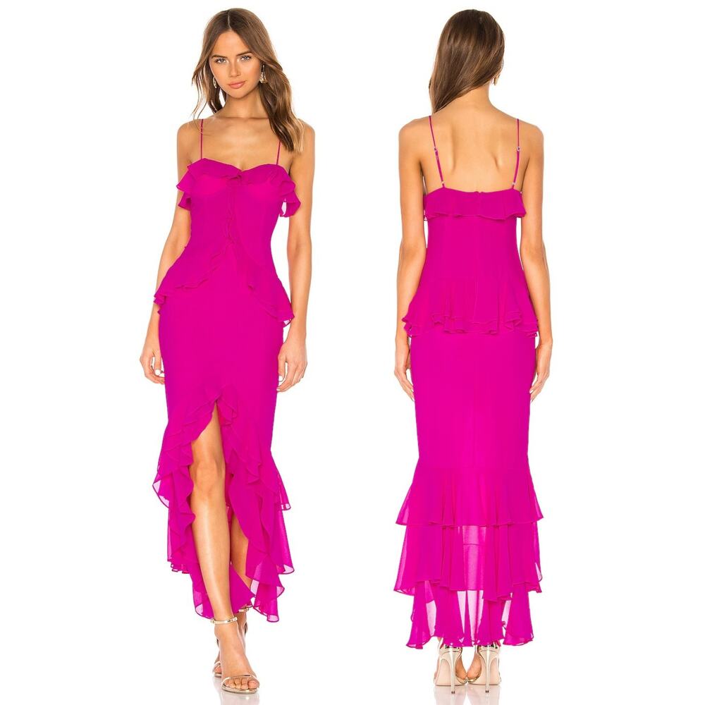 Lovers and Friends Melissa Gown Ruffle Formal Party Prom Hoco Wedding Guest XS